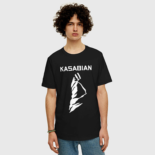 Мужская футболка оверсайз Kasabian - logo / Черный – фото 3