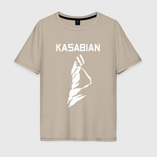 Мужская футболка оверсайз Kasabian - logo / Миндальный – фото 1