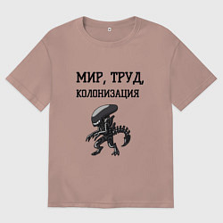 Футболка оверсайз мужская Мир труд колонизация, цвет: пыльно-розовый