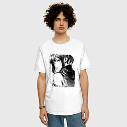 Футболка оверсайз мужская Девушка с фиолетовыми глазами, цвет: белый — фото 2