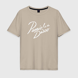 Футболка оверсайз мужская Panic at the disco - logo, цвет: миндальный