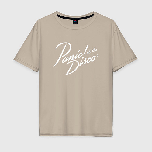 Мужская футболка оверсайз Panic at the disco - logo / Миндальный – фото 1