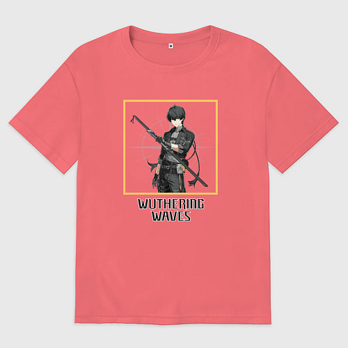 Мужская футболка оверсайз Ровер парень / Коралловый – фото 1