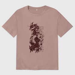 Футболка оверсайз мужская Кибернетический самурай, цвет: пыльно-розовый