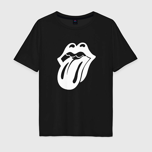 Мужская футболка оверсайз Rolling Stones - white logo / Черный – фото 1