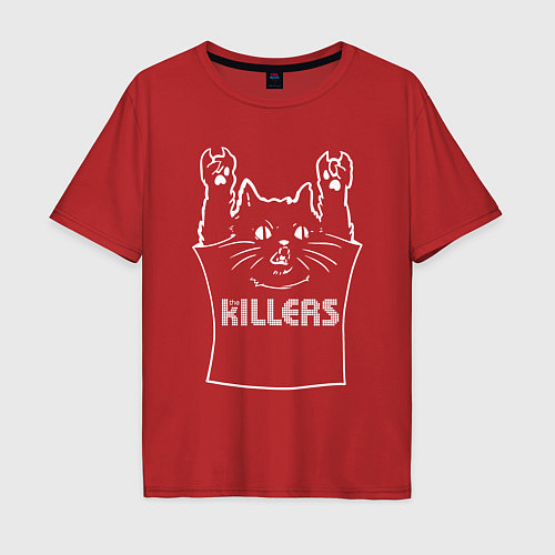 Мужская футболка оверсайз The Killers - cat rock / Красный – фото 1