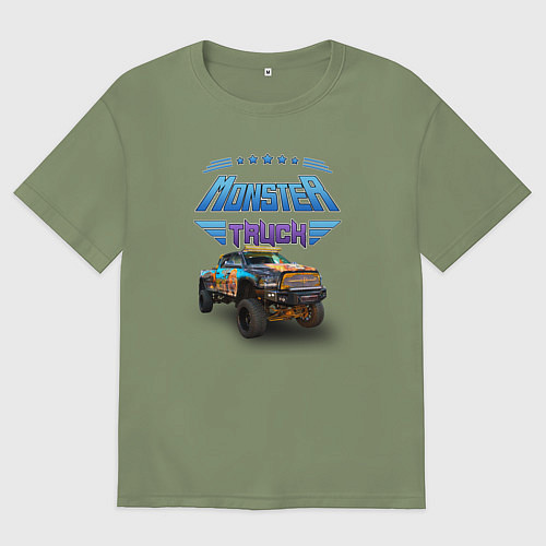 Мужская футболка оверсайз Монстр-трак / Авокадо – фото 1