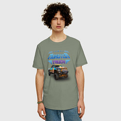 Футболка оверсайз мужская Монстр-трак, цвет: авокадо — фото 2