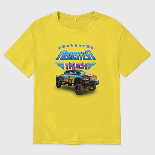Мужская футболка оверсайз Monster truck / Желтый – фото 1