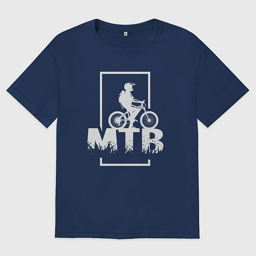 Мужская футболка оверсайз Горный байк / Тёмно-синий – фото 1