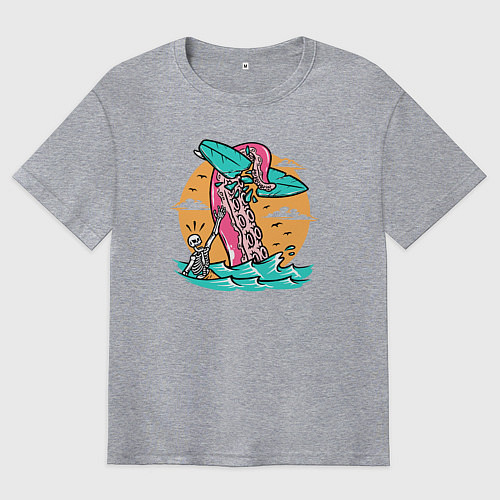 Мужская футболка оверсайз Экстремальный серфингист / Меланж – фото 1