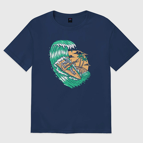Мужская футболка оверсайз Серфингист гитарист / Тёмно-синий – фото 1