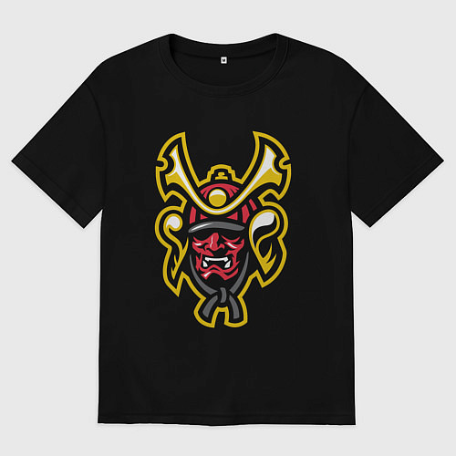 Мужская футболка оверсайз Samurai face / Черный – фото 1