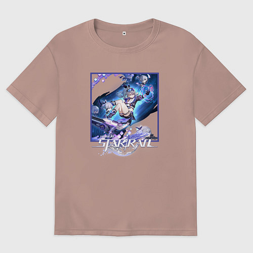 Мужская футболка оверсайз Серебряный Волк / Пыльно-розовый – фото 1