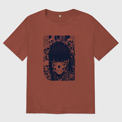 Футболка оверсайз мужская Кибернетическая девушка-скелет, цвет: кирпичный