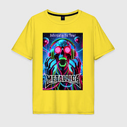 Футболка оверсайз мужская Metallica - playbill of the intergalactic tour, цвет: желтый