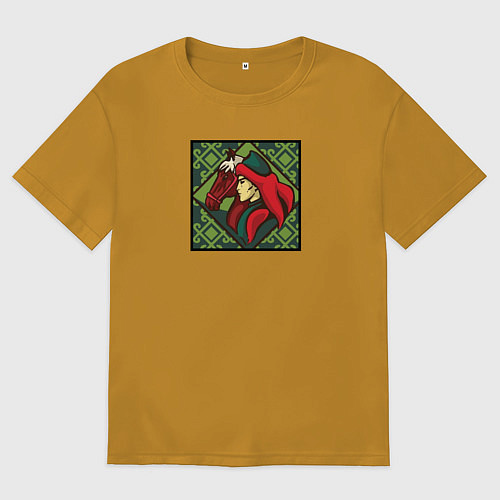 Мужская футболка оверсайз Батыр и лошадь / Горчичный – фото 1