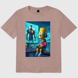 Мужская футболка оверсайз Bart Simpson is an avid gamer