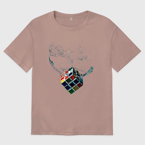 Мужская футболка оверсайз Рубик в воде / Пыльно-розовый – фото 1