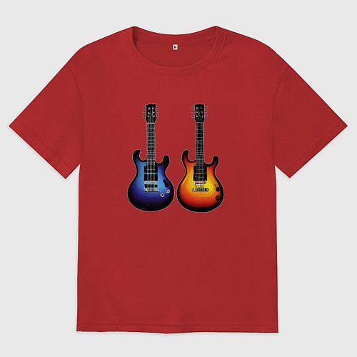 Мужская футболка оверсайз Яркие гитары / Красный – фото 1