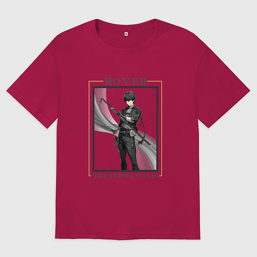 Мужская футболка оверсайз Rover Male / Маджента – фото 1