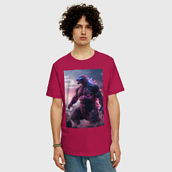 Футболка оверсайз мужская Годзилла - король монстров, цвет: маджента — фото 2