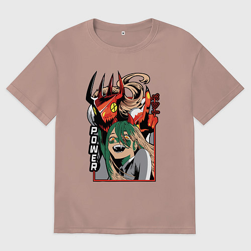 Мужская футболка оверсайз Человек-бензопила Пауэр пила / Пыльно-розовый – фото 1