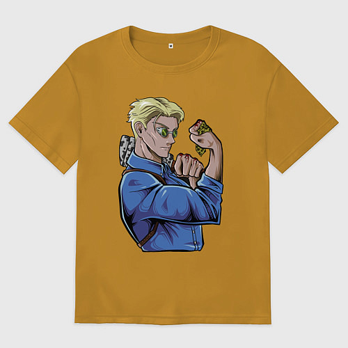 Мужская футболка оверсайз Магическая битва Нанами Кенто битва / Горчичный – фото 1