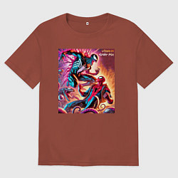Футболка оверсайз мужская Spider-man vs Venom ai art fantasy, цвет: кирпичный
