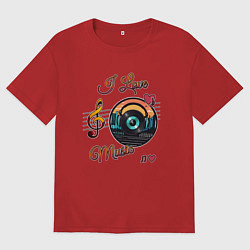 Мужская футболка оверсайз Я люблю музыку