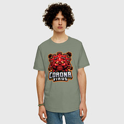 Футболка оверсайз мужская Страшный коронавирус, цвет: авокадо — фото 2