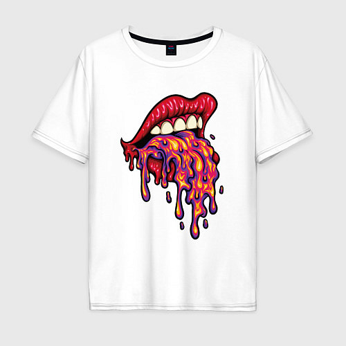 Мужская футболка оверсайз Crazy lips / Белый – фото 1