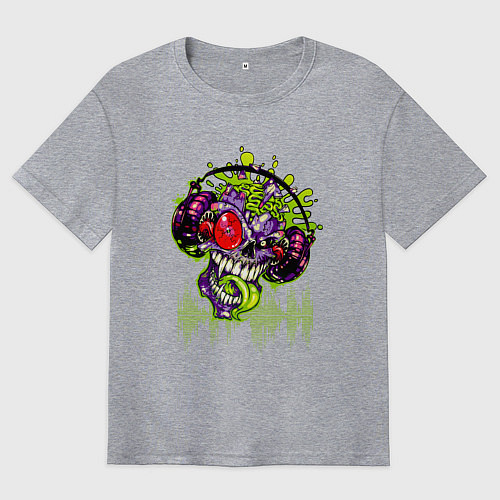 Мужская футболка оверсайз DJ Zombie / Меланж – фото 1