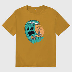 Футболка оверсайз мужская Skeletor surfer, цвет: горчичный