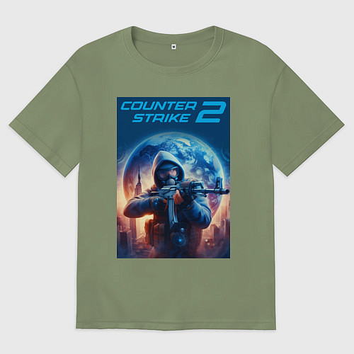 Мужская футболка оверсайз Counter Strike 2 - shooter / Авокадо – фото 1