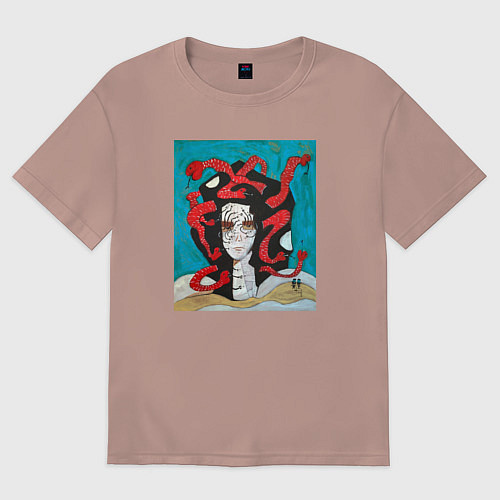 Мужская футболка оверсайз Medusa the Gorgon / Пыльно-розовый – фото 1