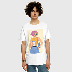 Футболка оверсайз мужская Капучино вайб, цвет: белый — фото 2