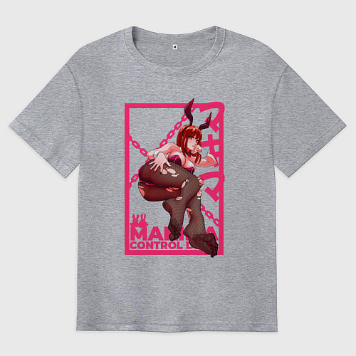 Мужская футболка оверсайз Кролик Макима - Человек бензопила / Меланж – фото 1