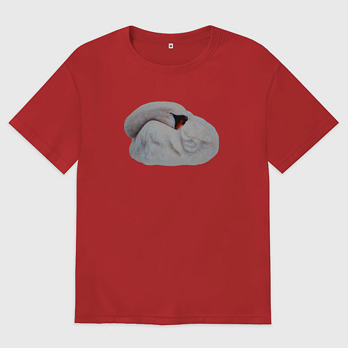 Мужская футболка оверсайз Спящий лебедь / Красный – фото 1
