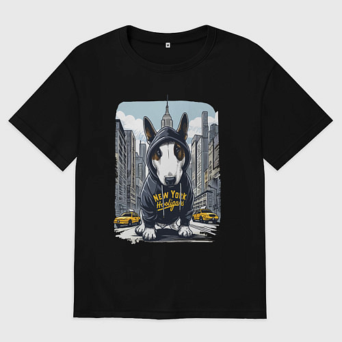 Мужская футболка оверсайз Булли - нью-йоркский хулиган / Черный – фото 1