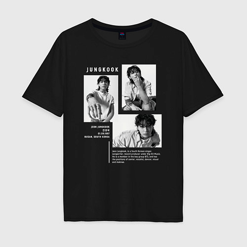 Мужская футболка оверсайз Jungkook bts black-white / Черный – фото 1