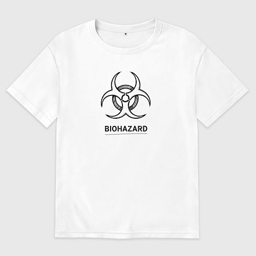 Мужская футболка оверсайз Biohazard черно белый / Белый – фото 1
