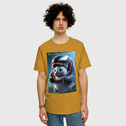 Футболка оверсайз мужская Kitten-Venom meme, цвет: горчичный — фото 2