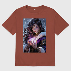 Мужская футболка оверсайз Прекрасная девушка-маг накладывает чары