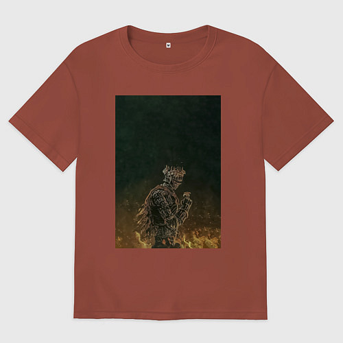 Мужская футболка оверсайз Dark souls рыцарь / Кирпичный – фото 1