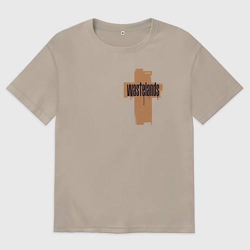 Мужская футболка оверсайз Grunge cross / Миндальный – фото 1