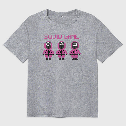 Мужская футболка оверсайз Squid game pixel / Меланж – фото 1