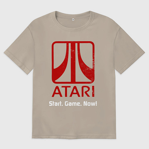 Мужская футболка оверсайз Atari logo - start game now / Миндальный – фото 1