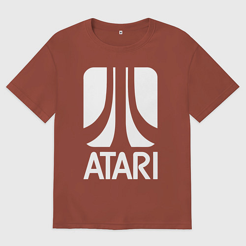 Мужская футболка оверсайз Atari logo white / Кирпичный – фото 1
