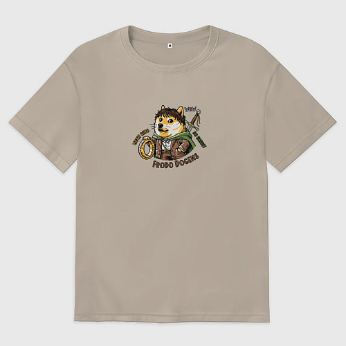 Мужская футболка оверсайз Фродо Доггинс мем пародия на Властелина колец / Миндальный – фото 1